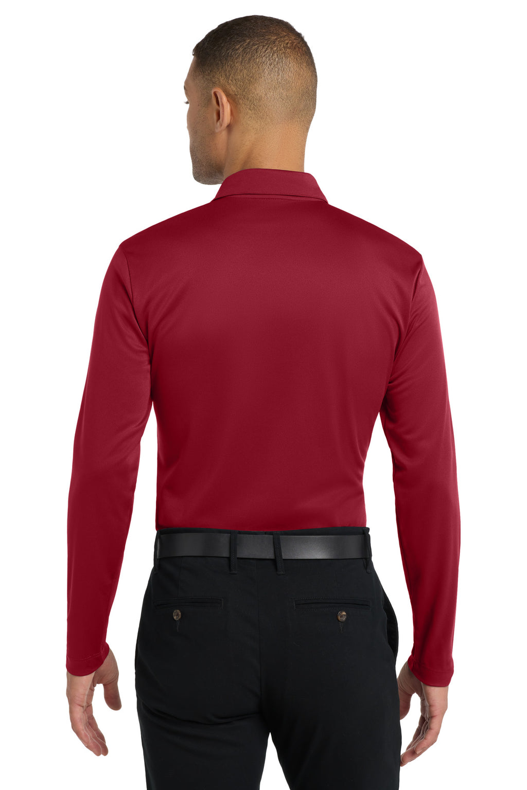 Port Authority Silk Touch Performance Long Sleeve Polo. K540LS - Red - back