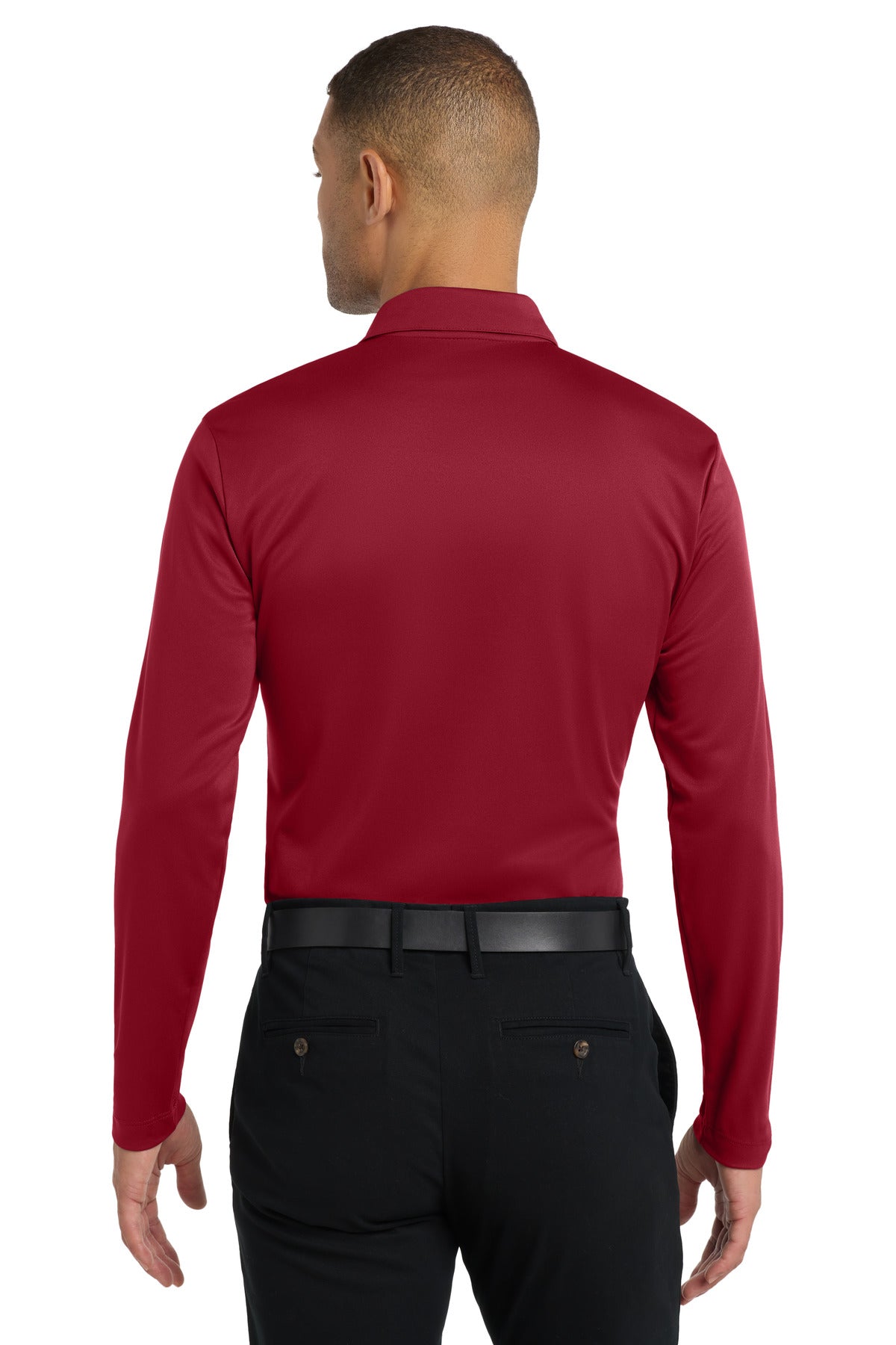 Port Authority Silk Touch Performance Long Sleeve Polo. K540LS - Red - back