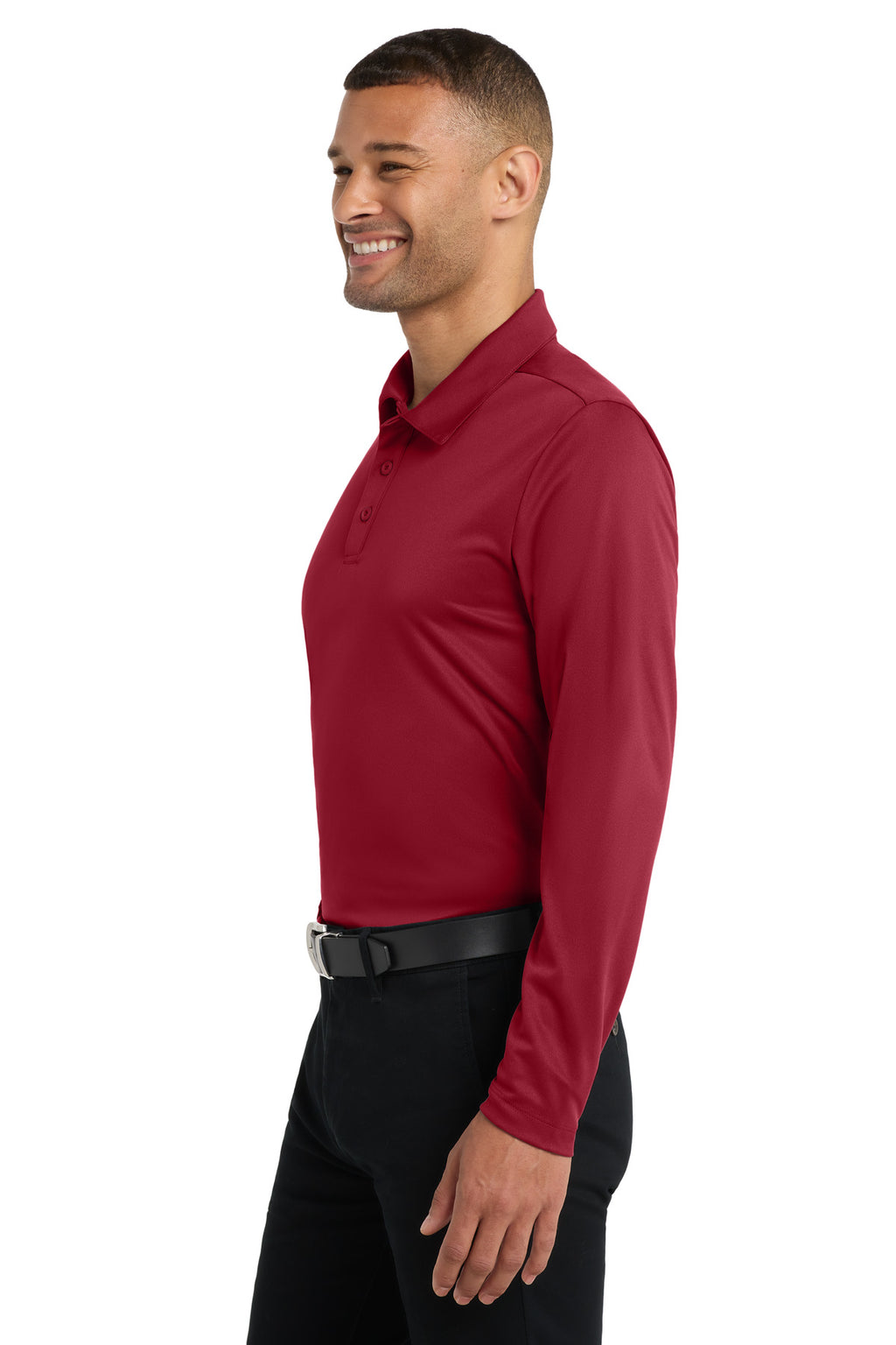 Port Authority Silk Touch Performance Long Sleeve Polo. K540LS - Red - side