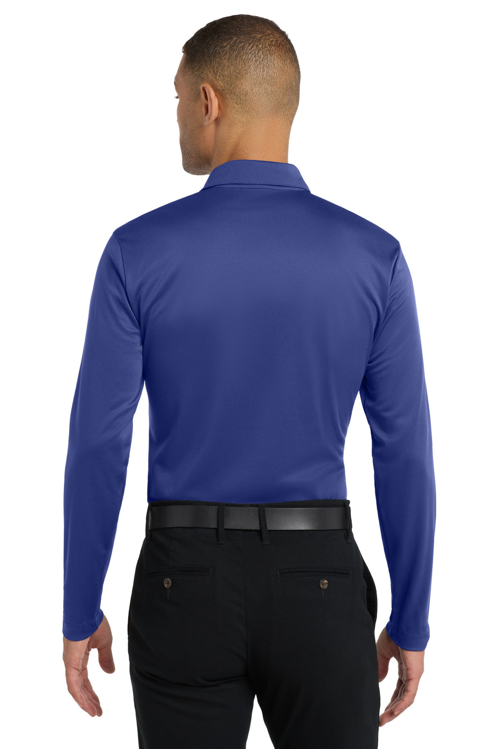 Port Authority Silk Touch Performance Long Sleeve Polo. K540LS - Royal - back