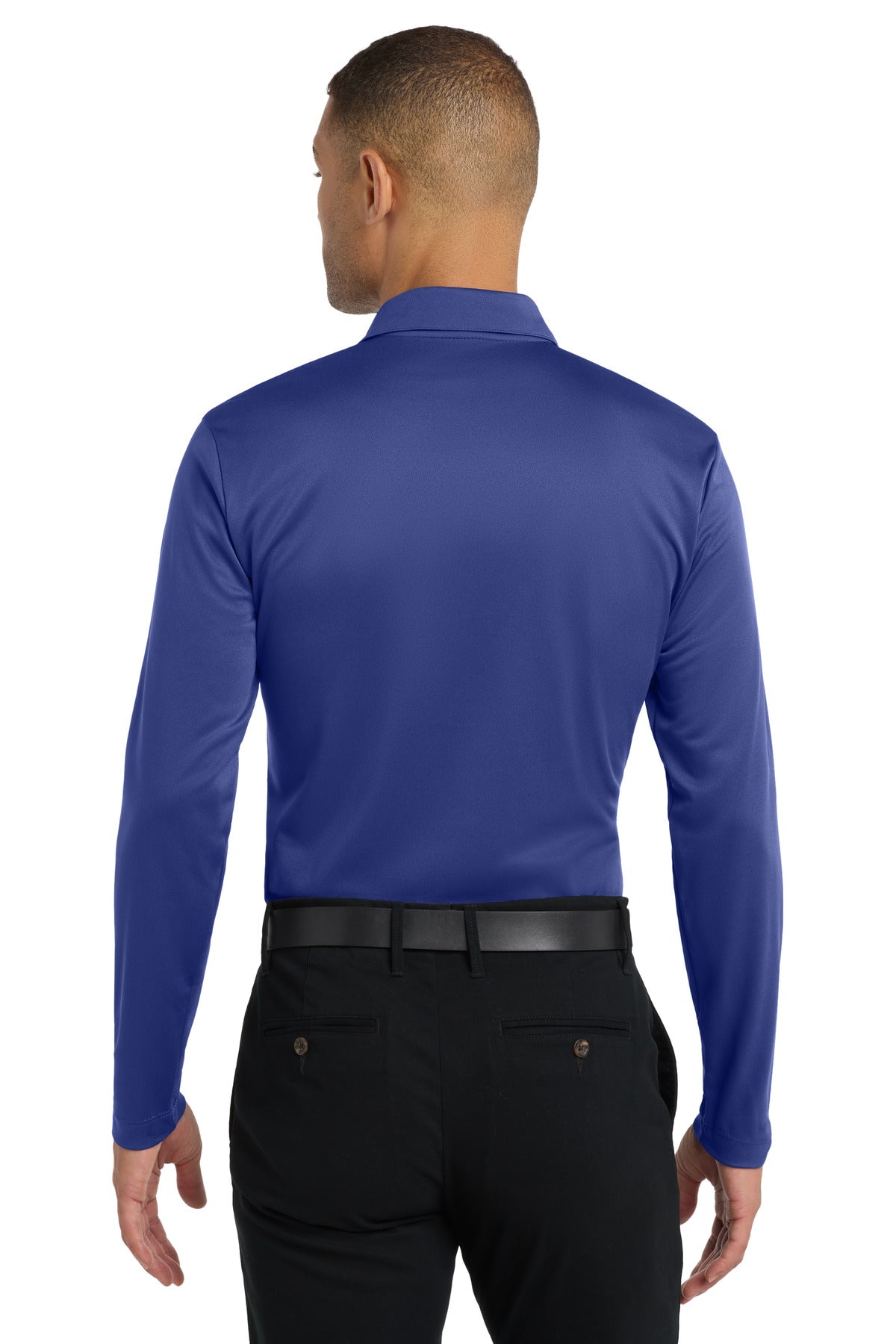 Port Authority Silk Touch Performance Long Sleeve Polo. K540LS - Royal - back