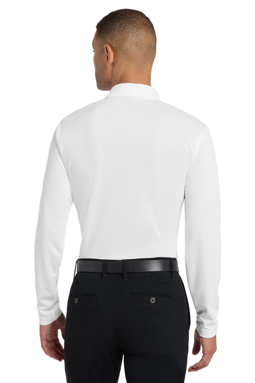 Port Authority Silk Touch Performance Long Sleeve Polo. K540LS - White - back