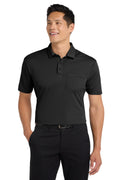 Port Authority Silk Touch Performance Pocket Polo. K540P - Black - front