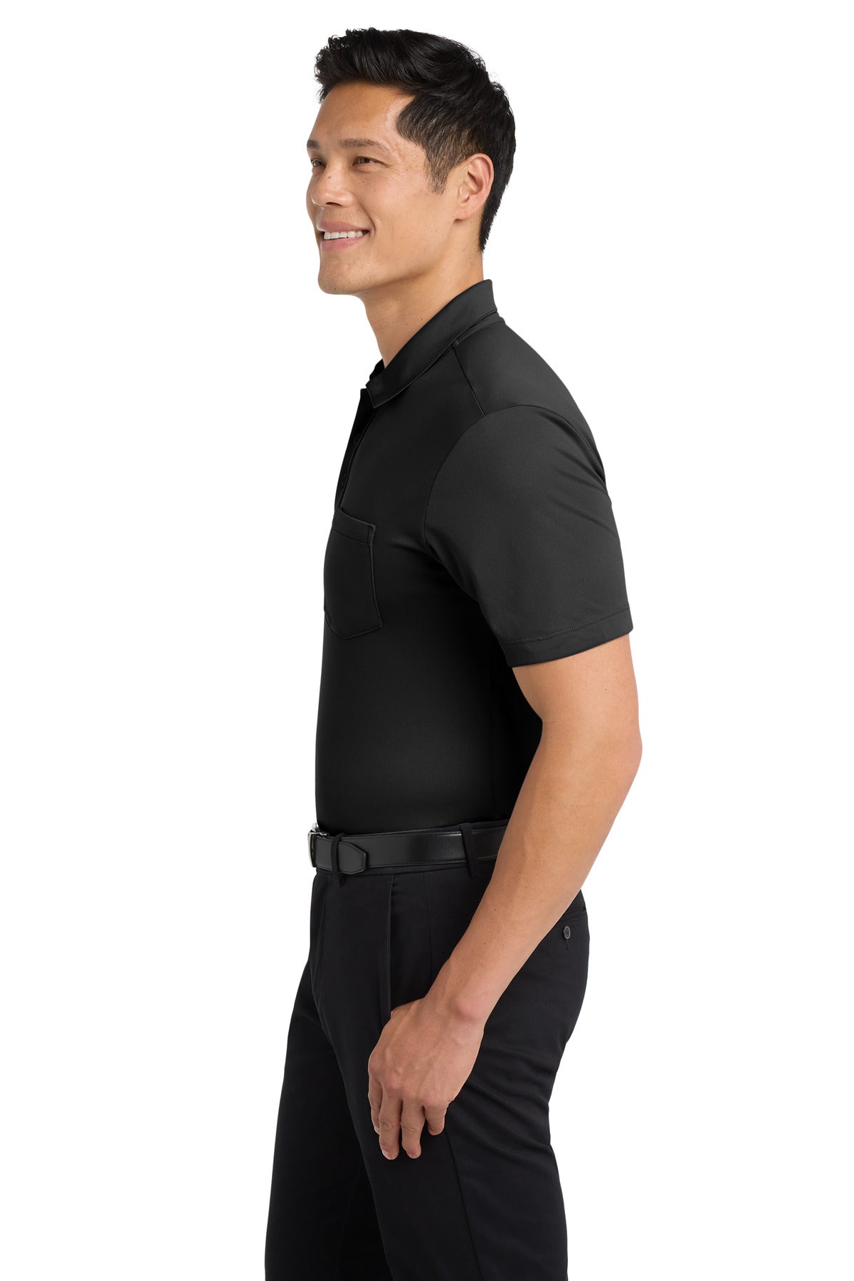 Port Authority Silk Touch Performance Pocket Polo. K540P - Black - side