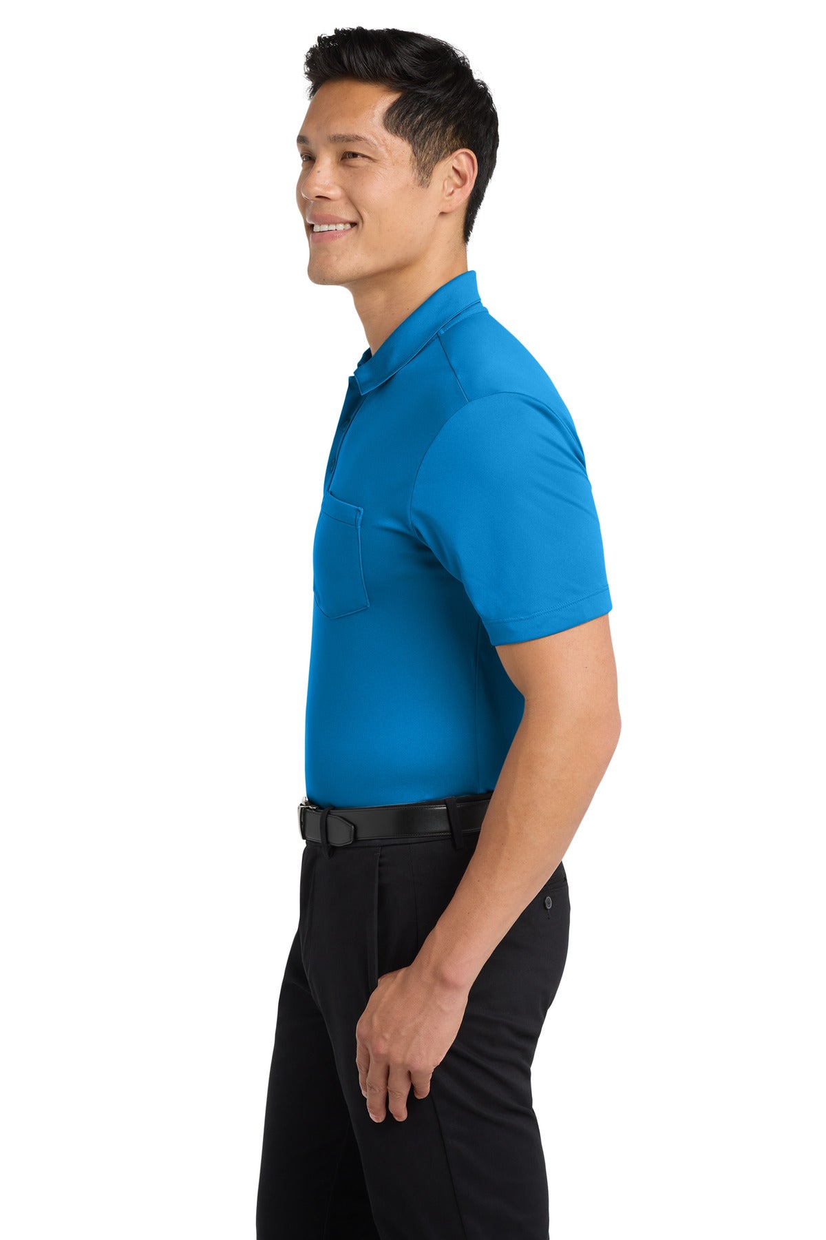 Port Authority Silk Touch Performance Pocket Polo. K540P - Brilliant Blue - side