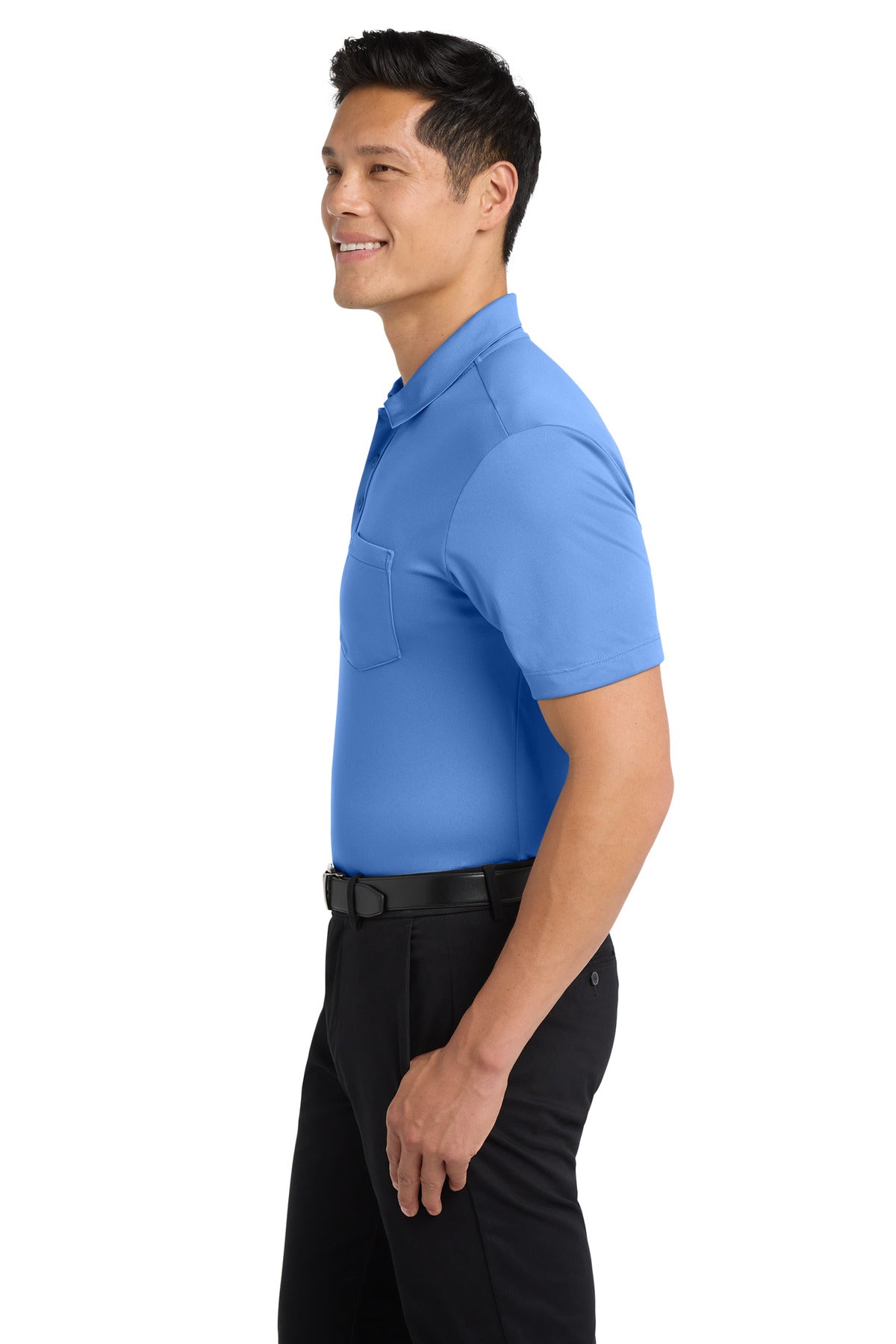 Port Authority Silk Touch Performance Pocket Polo. K540P - Carolina Blue - side