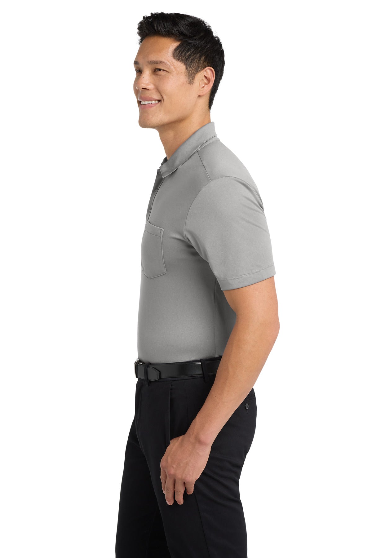 Port Authority Silk Touch Performance Pocket Polo. K540P - Gusty Grey - side