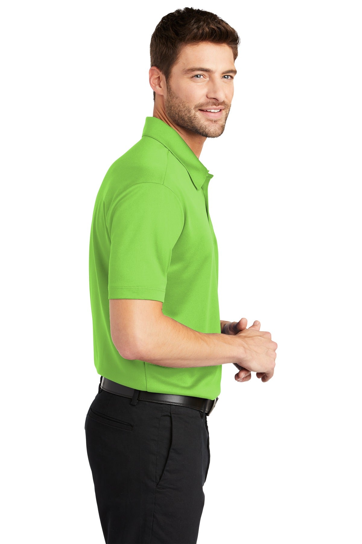 Port Authority Silk Touch Performance Pocket Polo. K540P - Lime - side