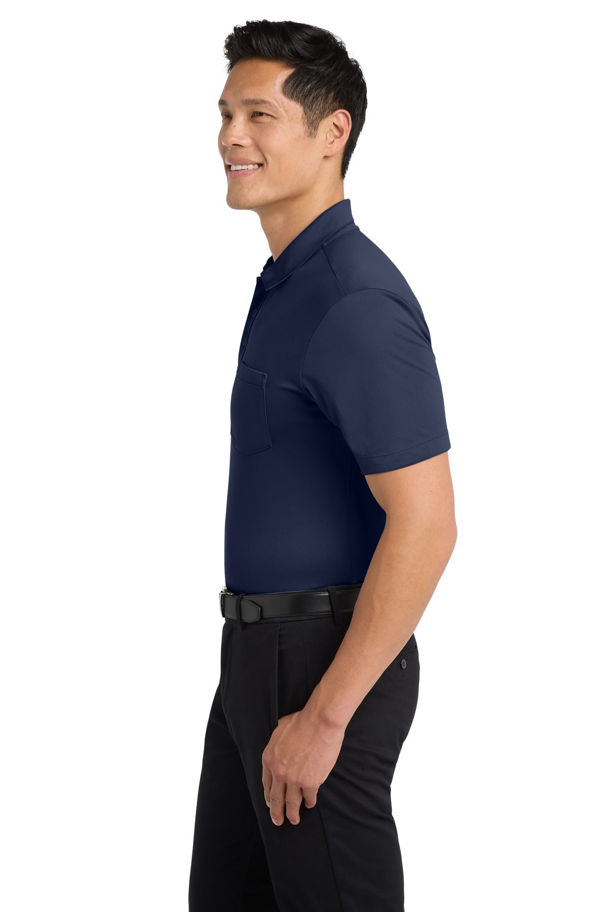 Port Authority Silk Touch Performance Pocket Polo. K540P - Navy - side