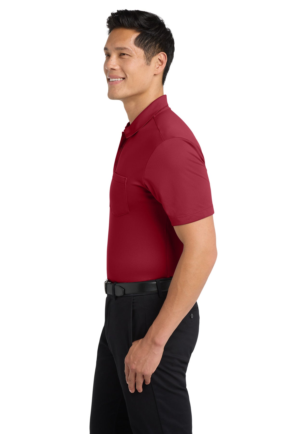 Port Authority Silk Touch Performance Pocket Polo. K540P - Red - side