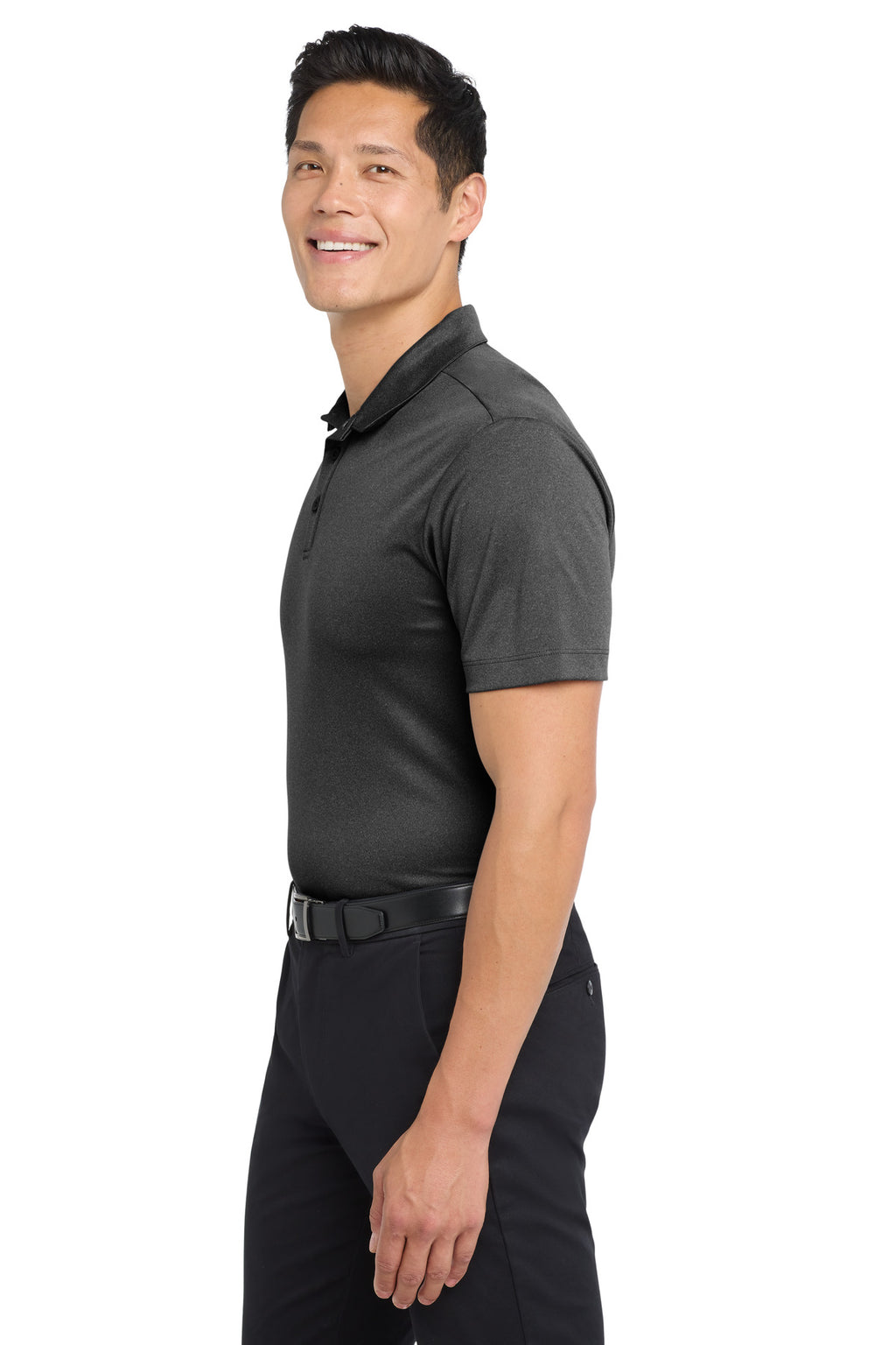 Port Authority Heathered Silk Touch Performance Polo. K542 - Black Heather - side