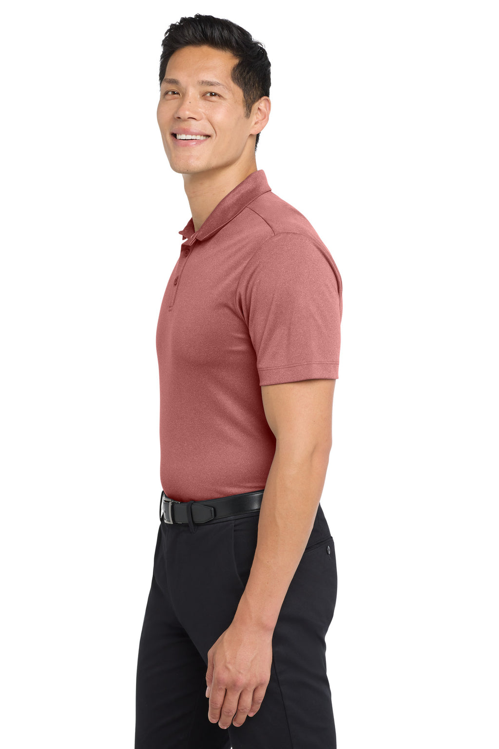 Port Authority Heathered Silk Touch Performance Polo. K542 - Garnet Heather - side