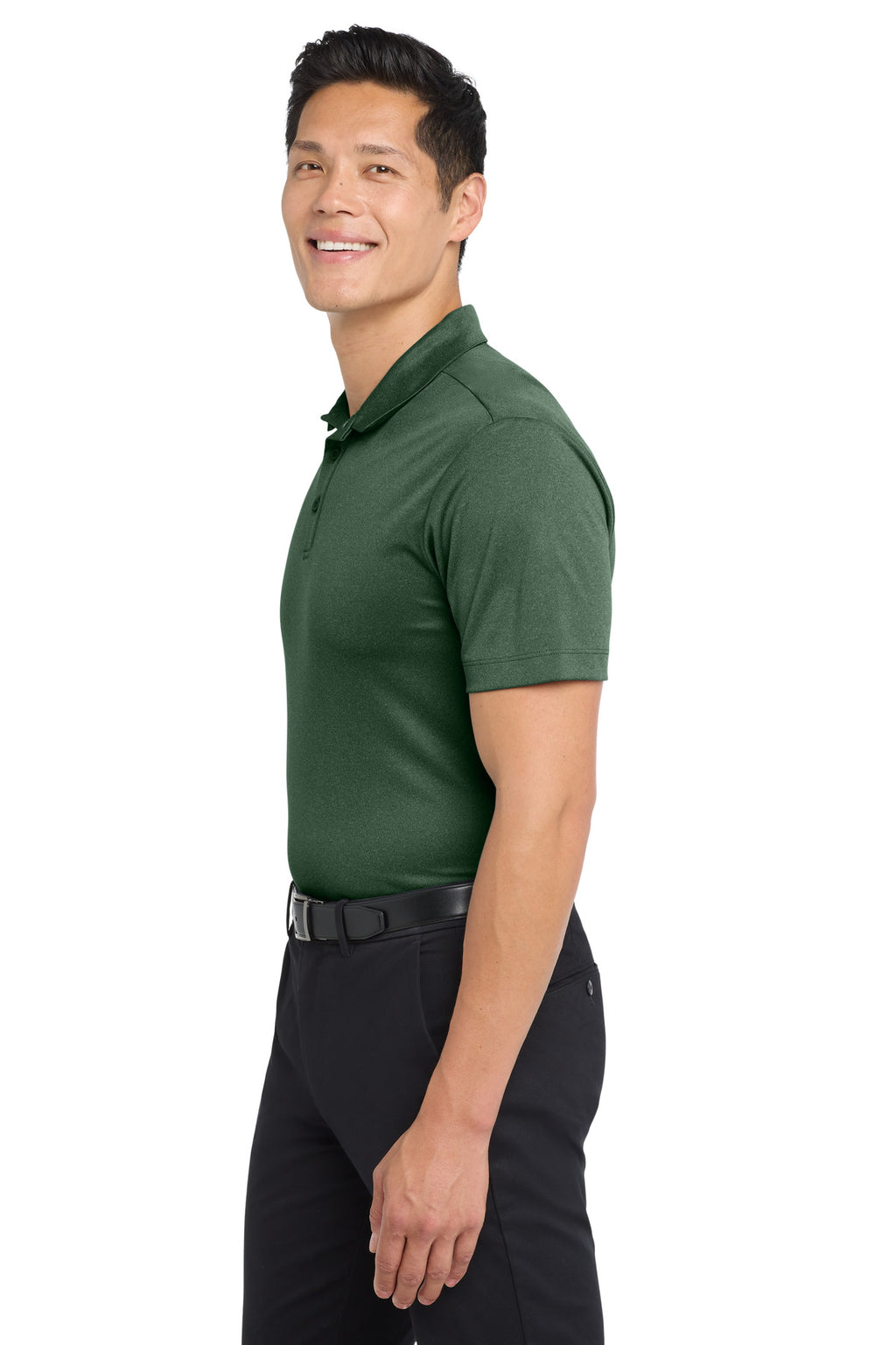 Port Authority Heathered Silk Touch Performance Polo. K542 - Green Glen Heather - side