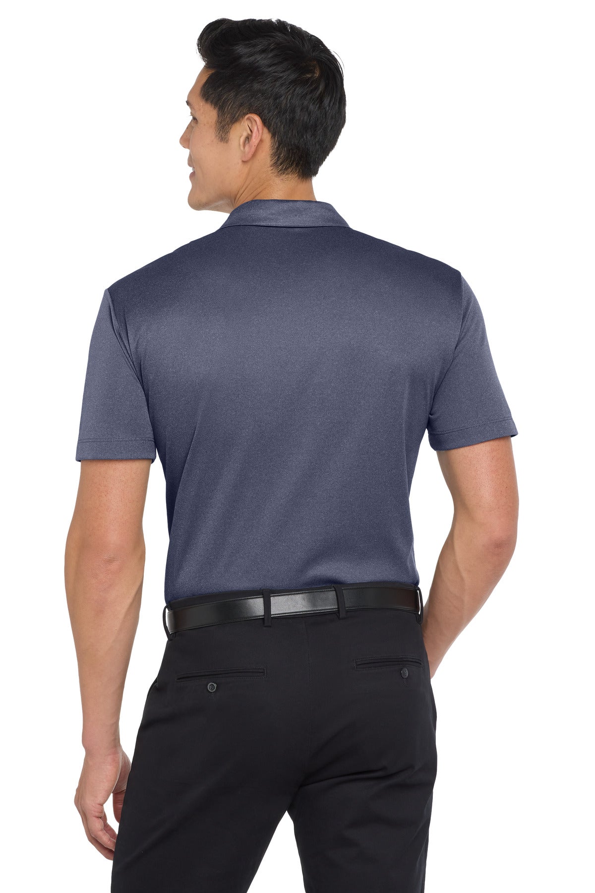 Port Authority Heathered Silk Touch Performance Polo. K542 - Navy Heather - back