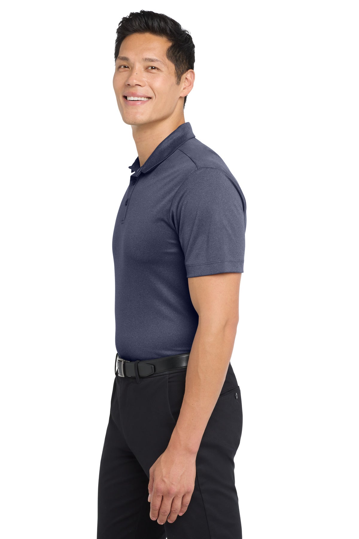Port Authority Heathered Silk Touch Performance Polo. K542 - Navy Heather - side