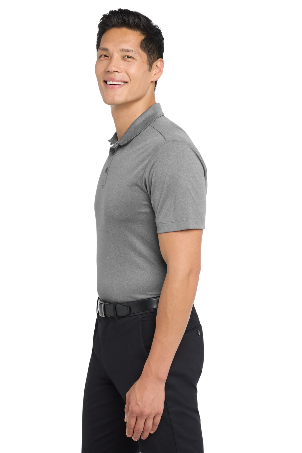 Port Authority Heathered Silk Touch Performance Polo. K542 - Shadow Grey Heather - side
