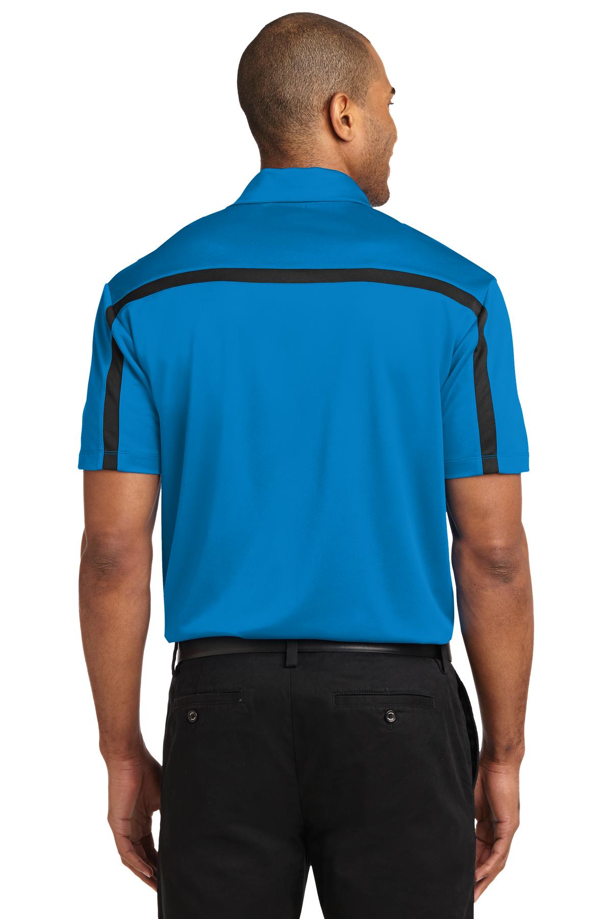 Port Authority Silk Touch Performance Colorblock Stripe Polo. K547 - Brilliant Blue/ Black - back