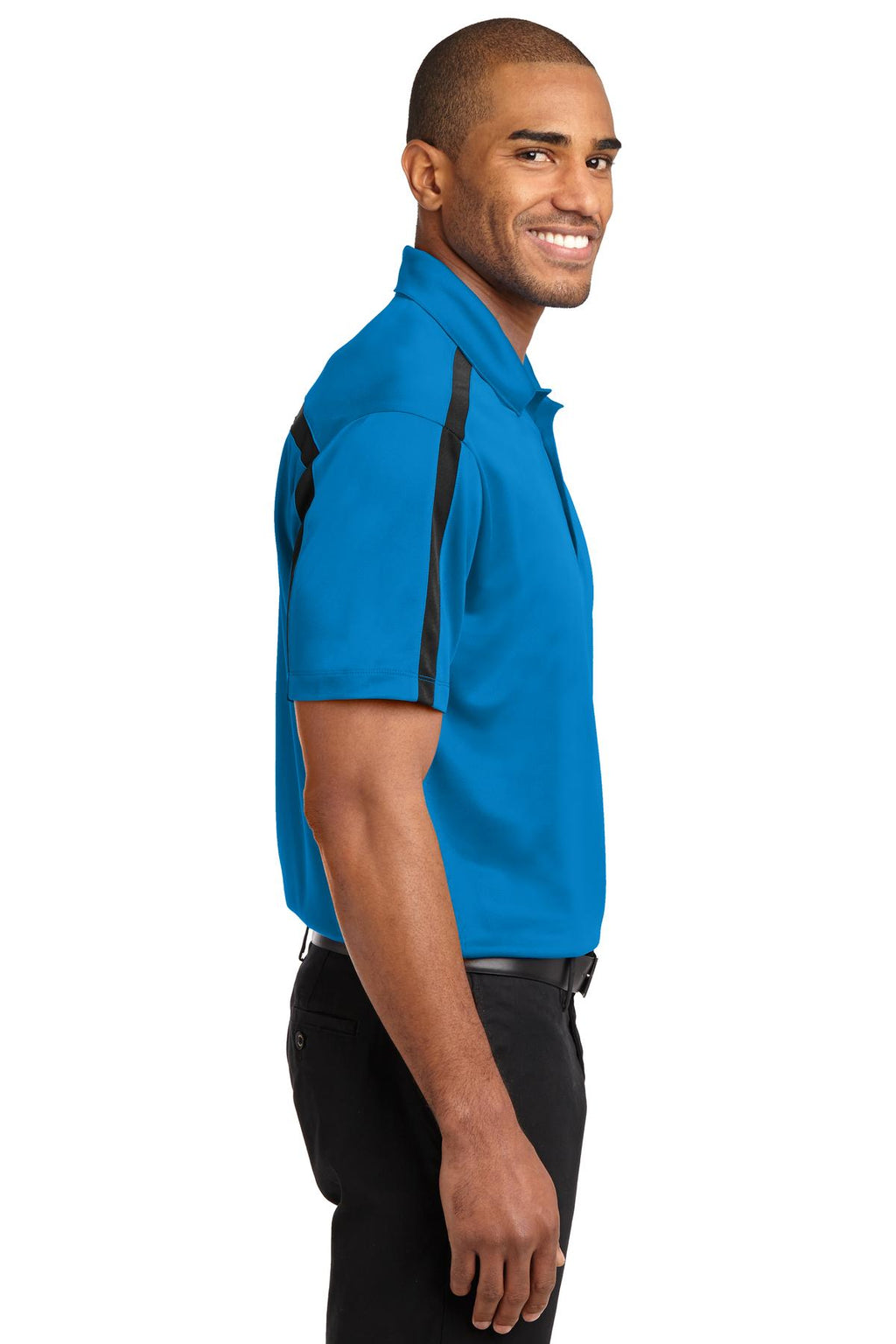 Port Authority Silk Touch Performance Colorblock Stripe Polo. K547 - Brilliant Blue/ Black - side