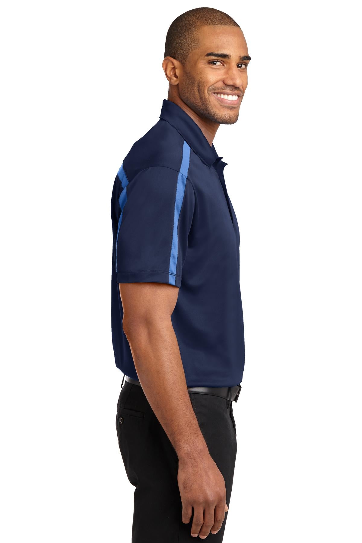 Port Authority Silk Touch Performance Colorblock Stripe Polo. K547 - Navy/ Carolina Blue - side