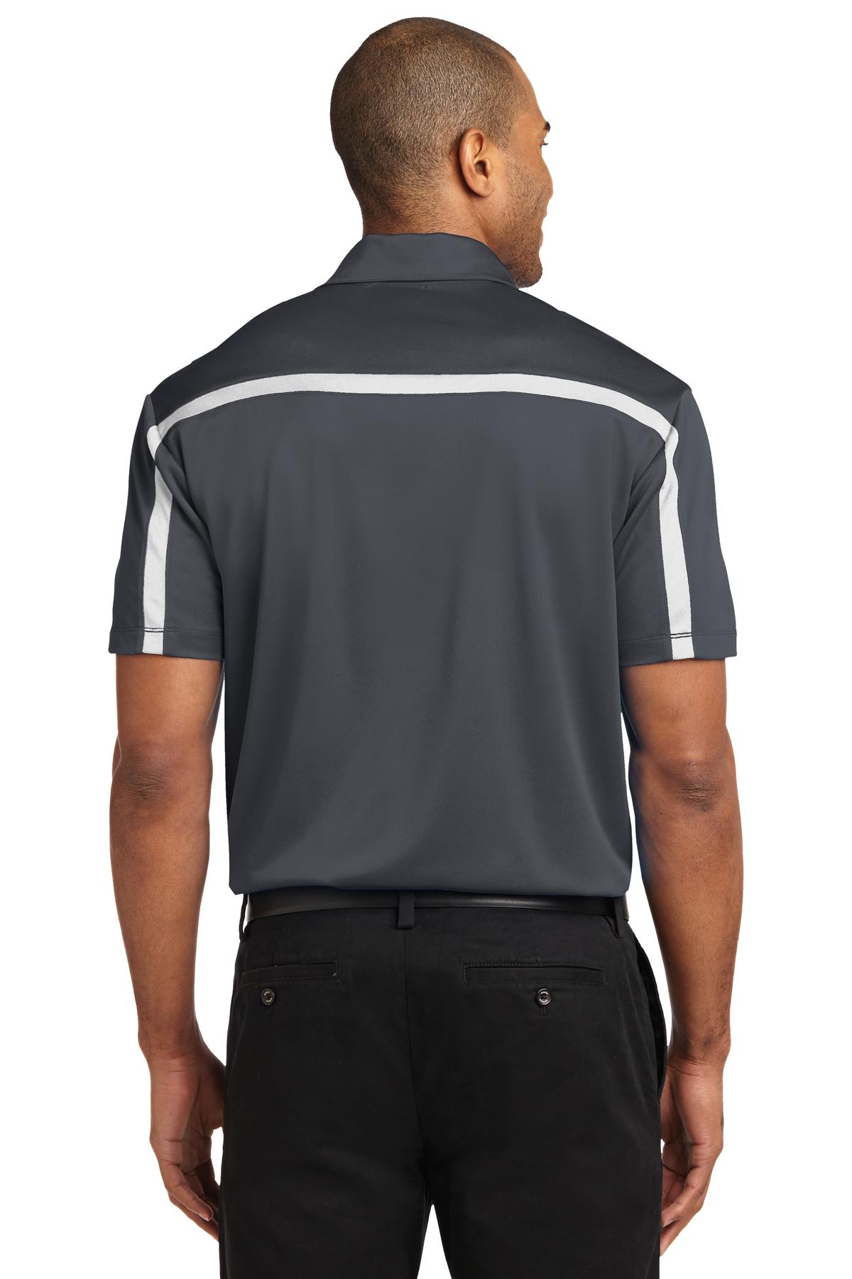 Port Authority Silk Touch Performance Colorblock Stripe Polo. K547 - Steel Grey/ White - back