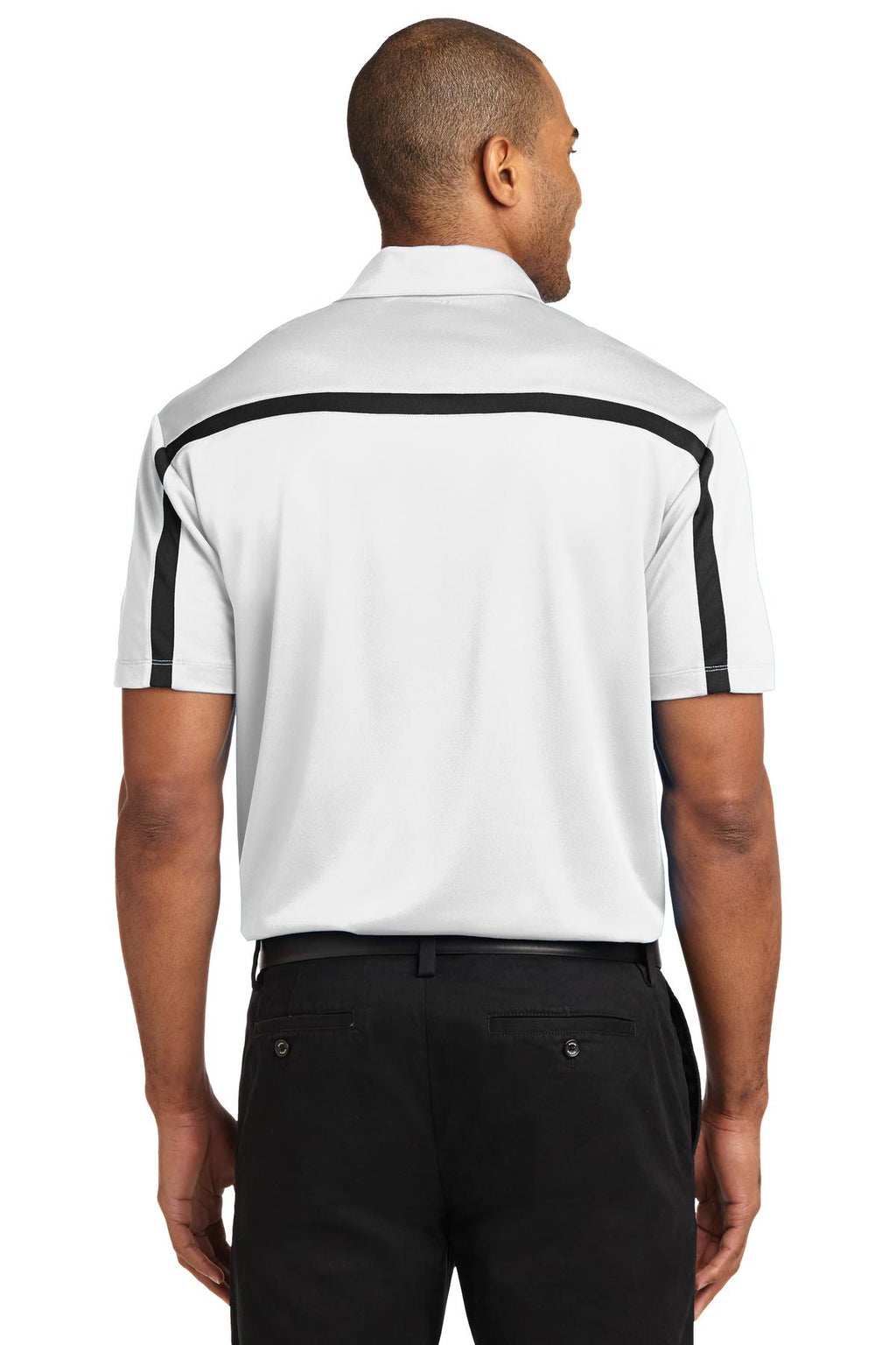 Port Authority Silk Touch Performance Colorblock Stripe Polo. K547 - White/ Black - back