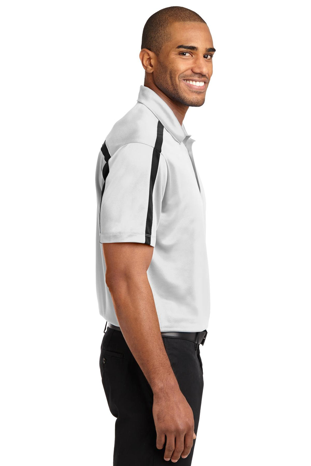 Port Authority Silk Touch Performance Colorblock Stripe Polo. K547 - White/ Black - side