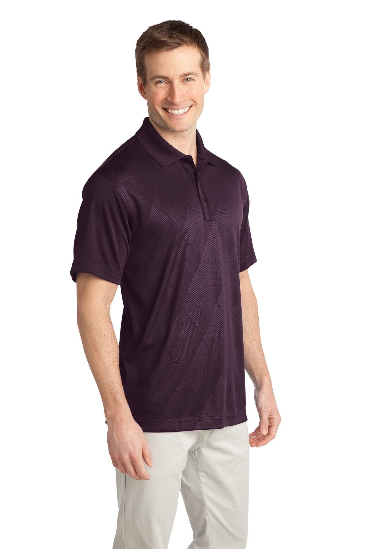 DISCONTINUED Port Authority Tech Embossed Polo. K548 - Bermuda Purple - three_q