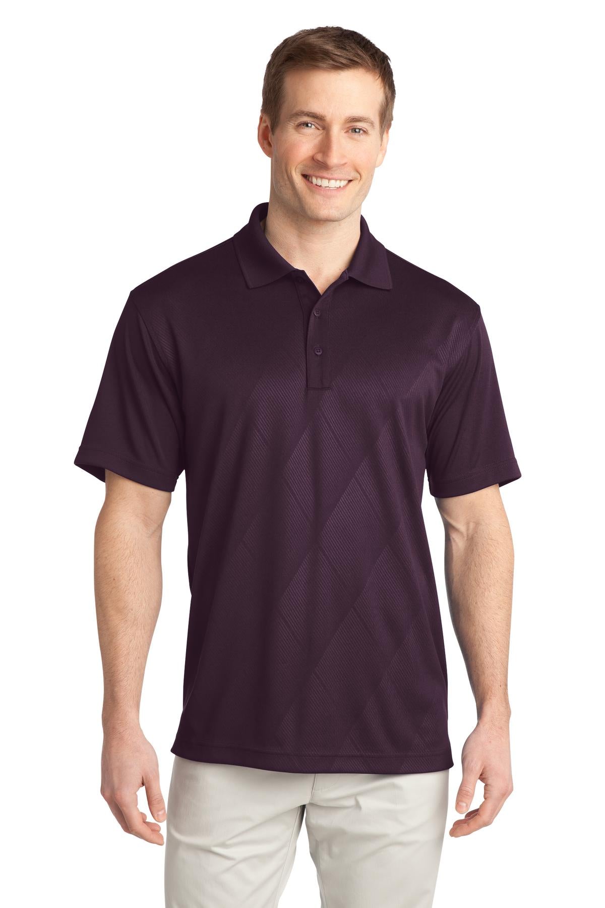 DISCONTINUED Port Authority Tech Embossed Polo. K548 - Bermuda Purple - front