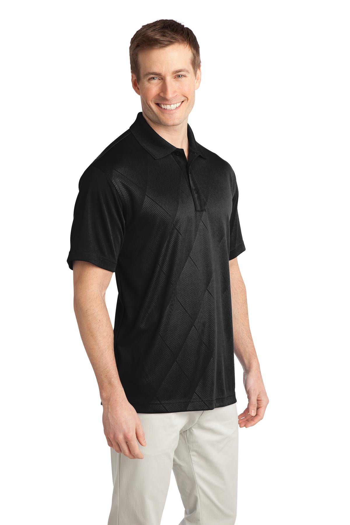 DISCONTINUED Port Authority Tech Embossed Polo. K548 - Black - three_q