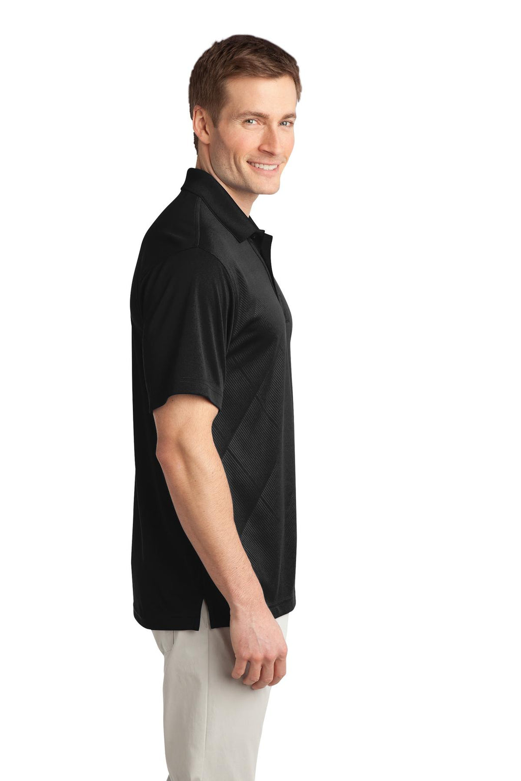 DISCONTINUED Port Authority Tech Embossed Polo. K548 - Black - side