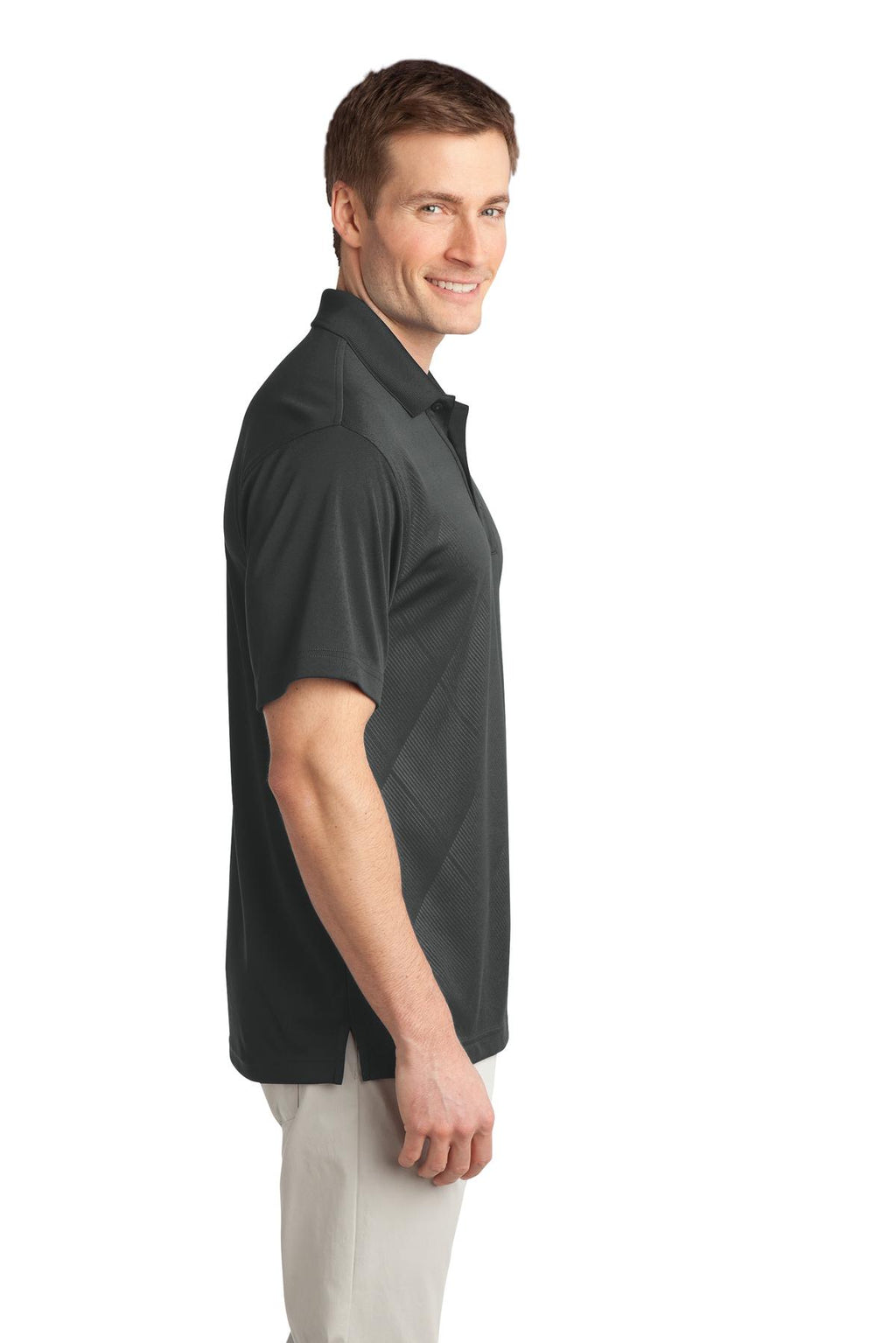 DISCONTINUED Port Authority Tech Embossed Polo. K548 - Graphite - side