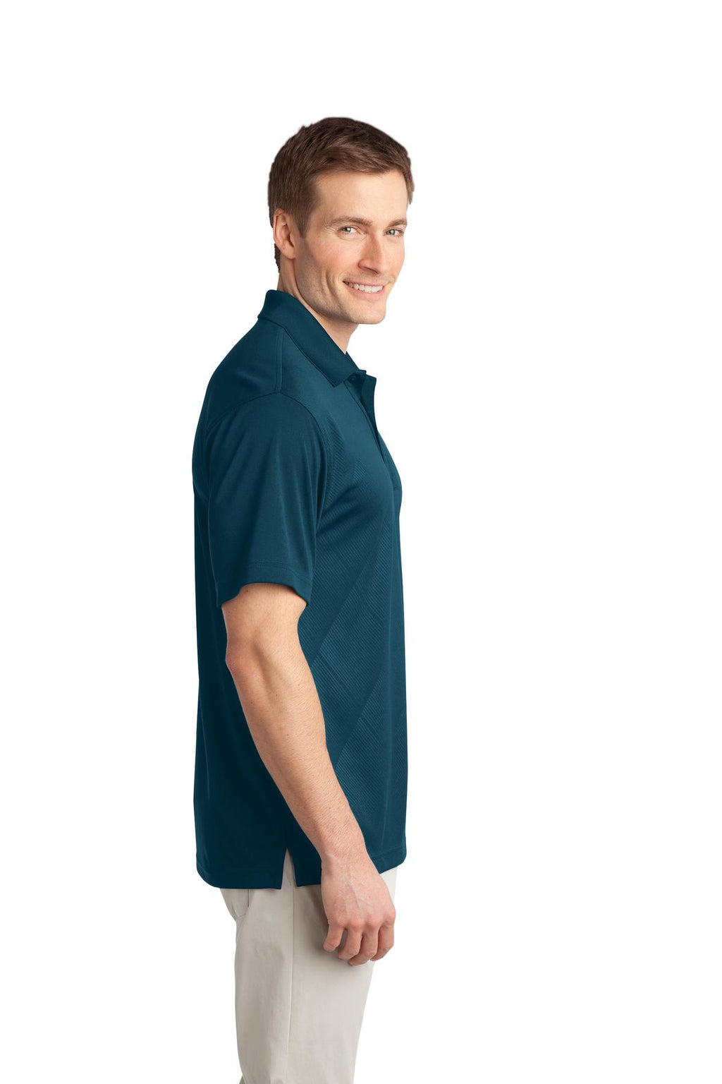 DISCONTINUED Port Authority Tech Embossed Polo. K548 - Poseidon Blue - side