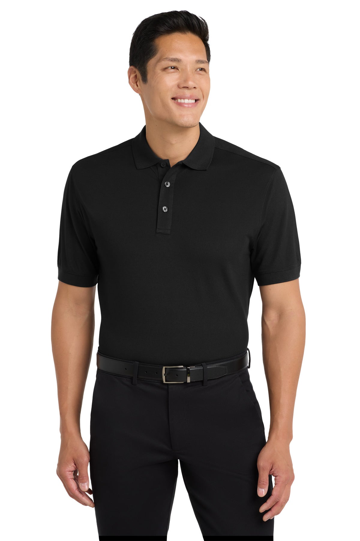 Port Authority Stretch Pique Polo. K555 - Black - front