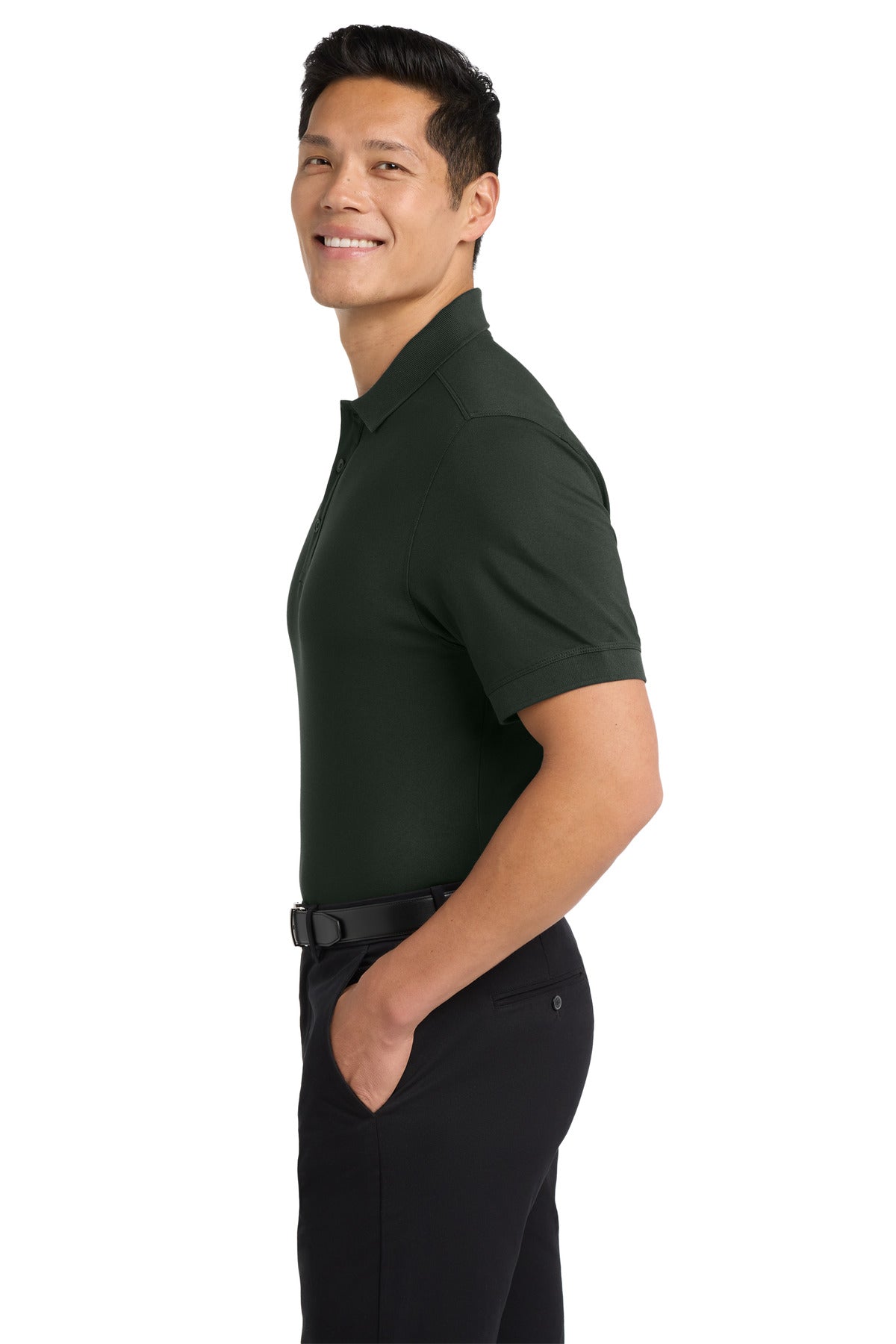 Port Authority Stretch Pique Polo. K555 - Grey Smoke - side