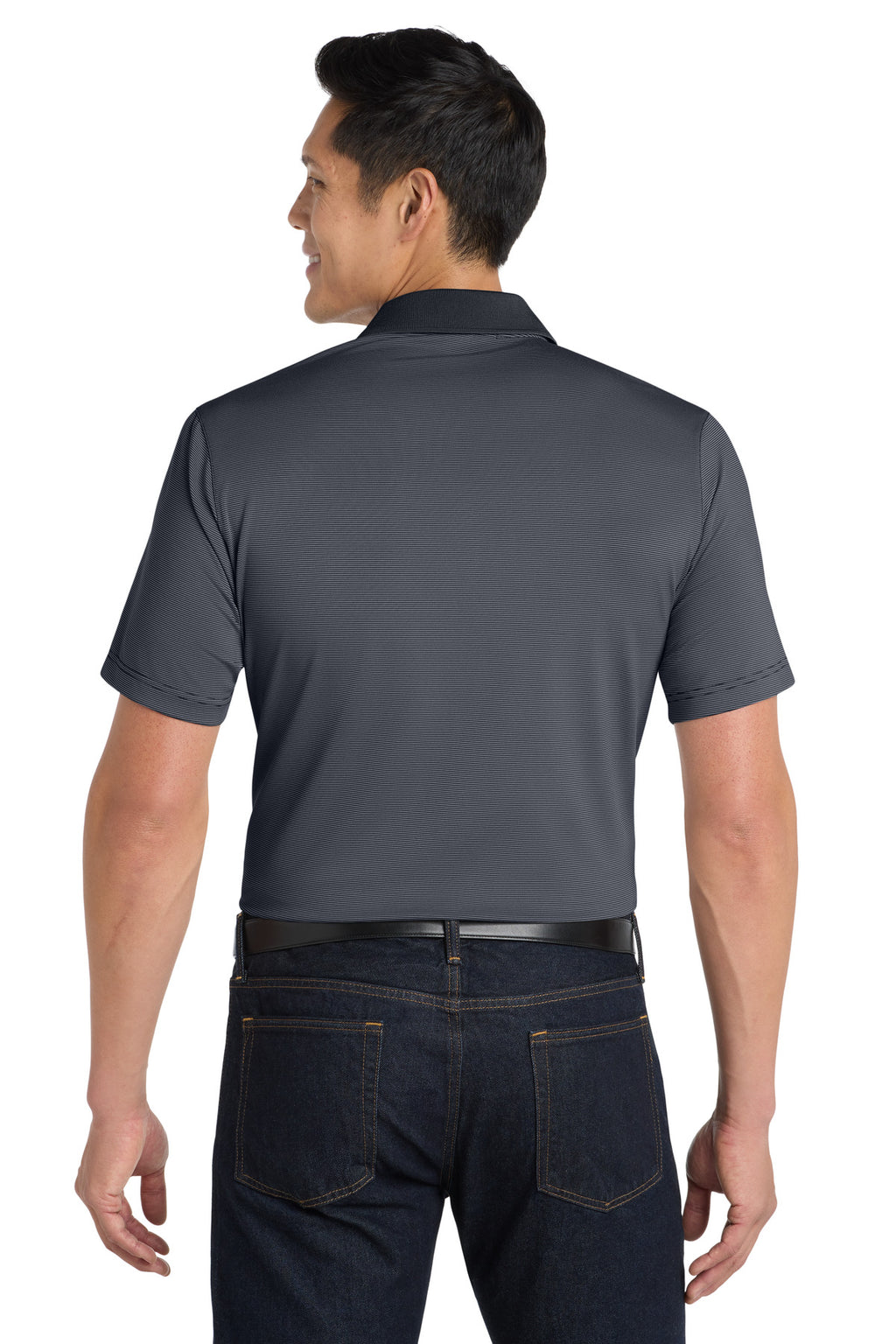 DISCONTINUED Port Authority Fine Stripe Performance Polo. K558 - Graphite/ Black - back