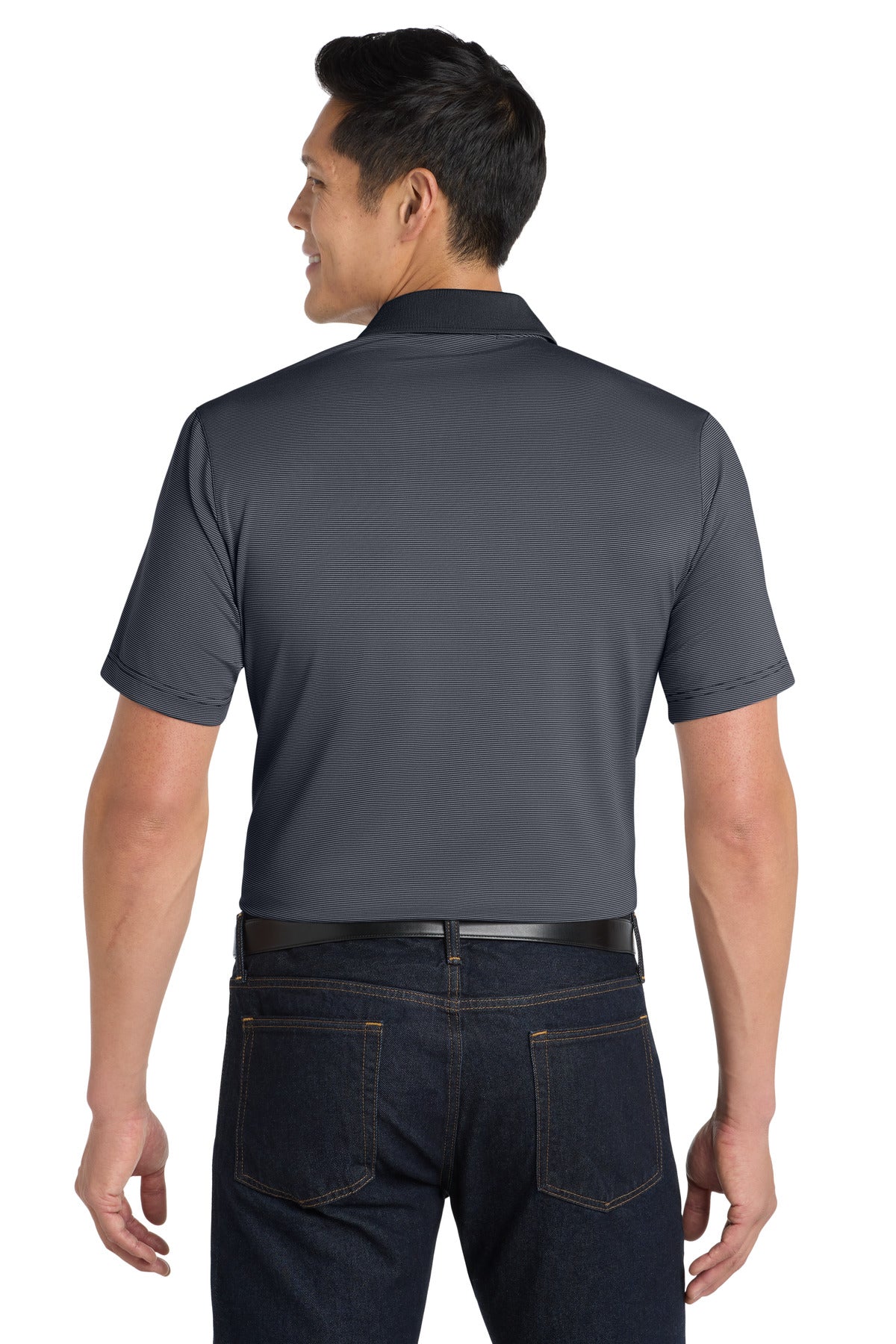 DISCONTINUED Port Authority Fine Stripe Performance Polo. K558 - Graphite/ Black - back
