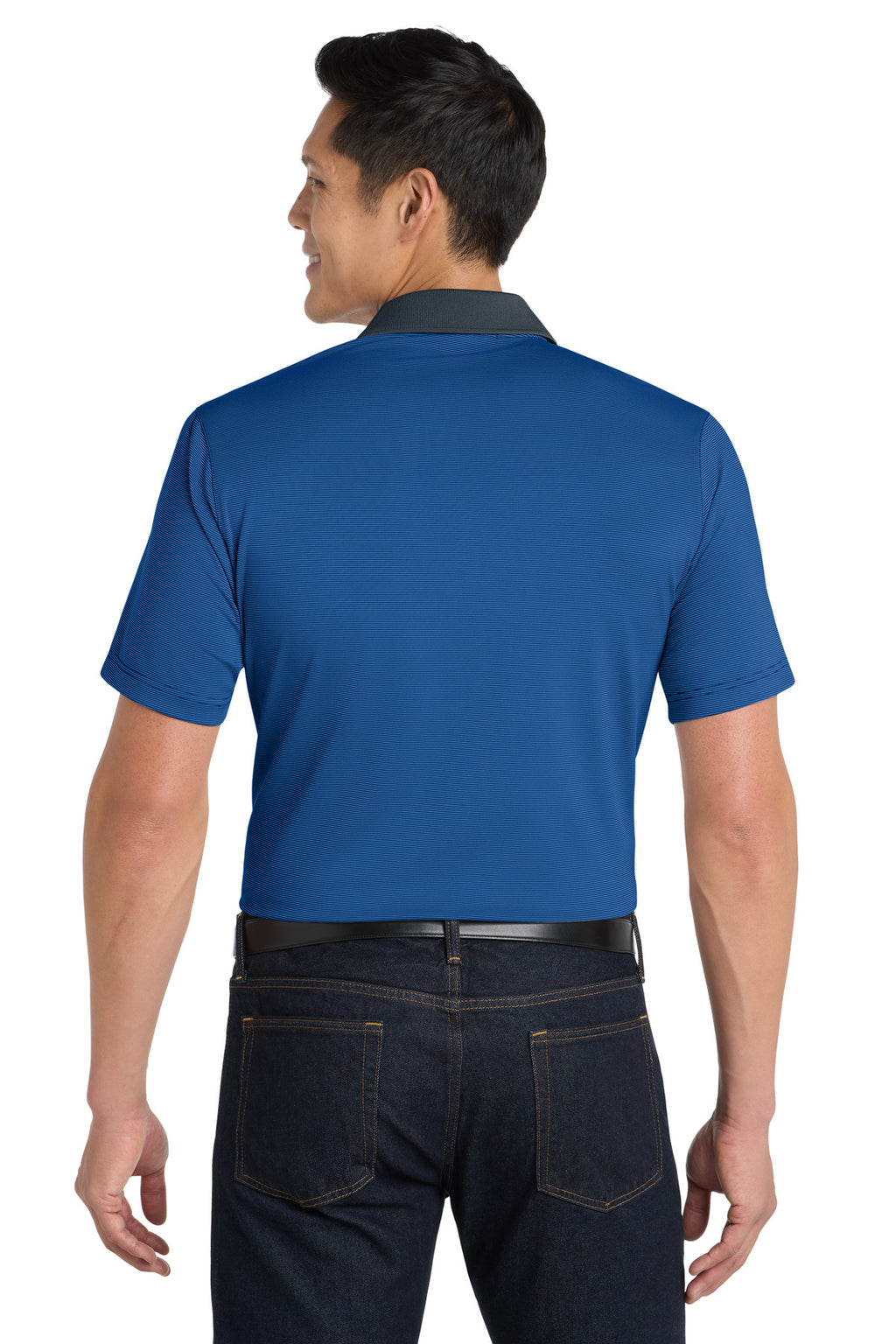 DISCONTINUED Port Authority Fine Stripe Performance Polo. K558 - Seaport Blue/ Dress Blue Navy - back