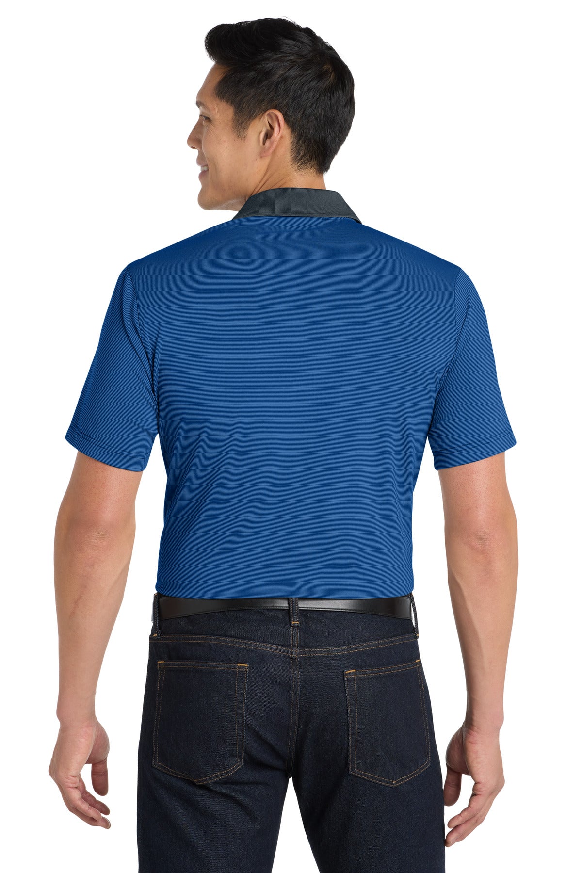 DISCONTINUED Port Authority Fine Stripe Performance Polo. K558 - Seaport Blue/ Dress Blue Navy - back