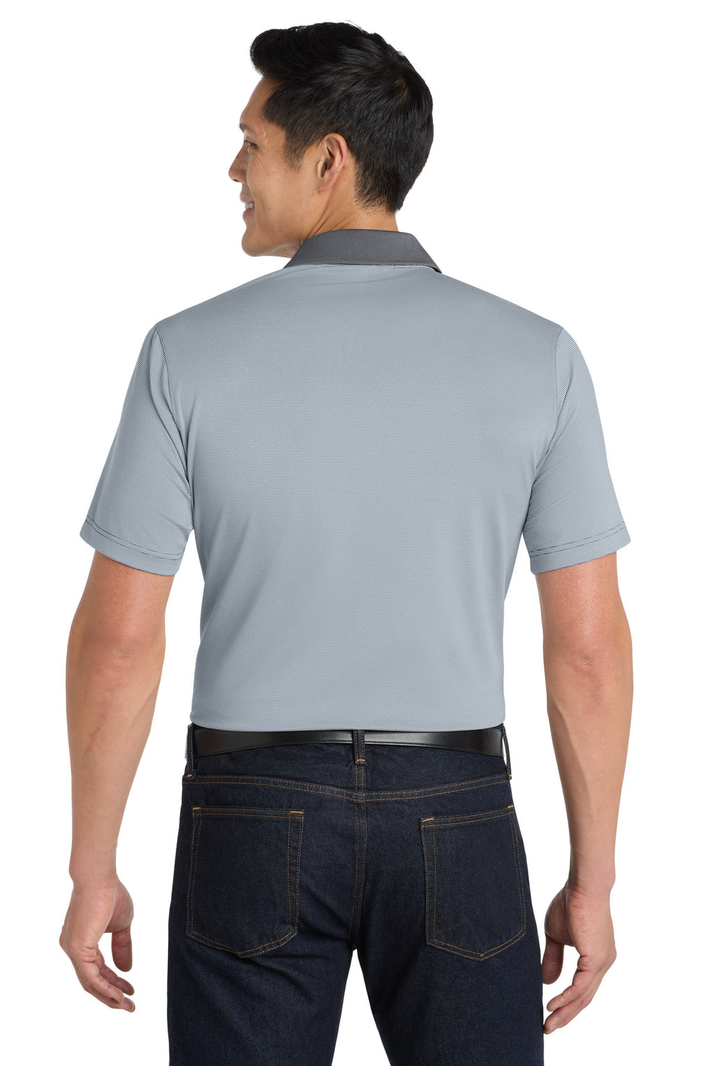DISCONTINUED Port Authority Fine Stripe Performance Polo. K558 - White/ Shadow Grey - back