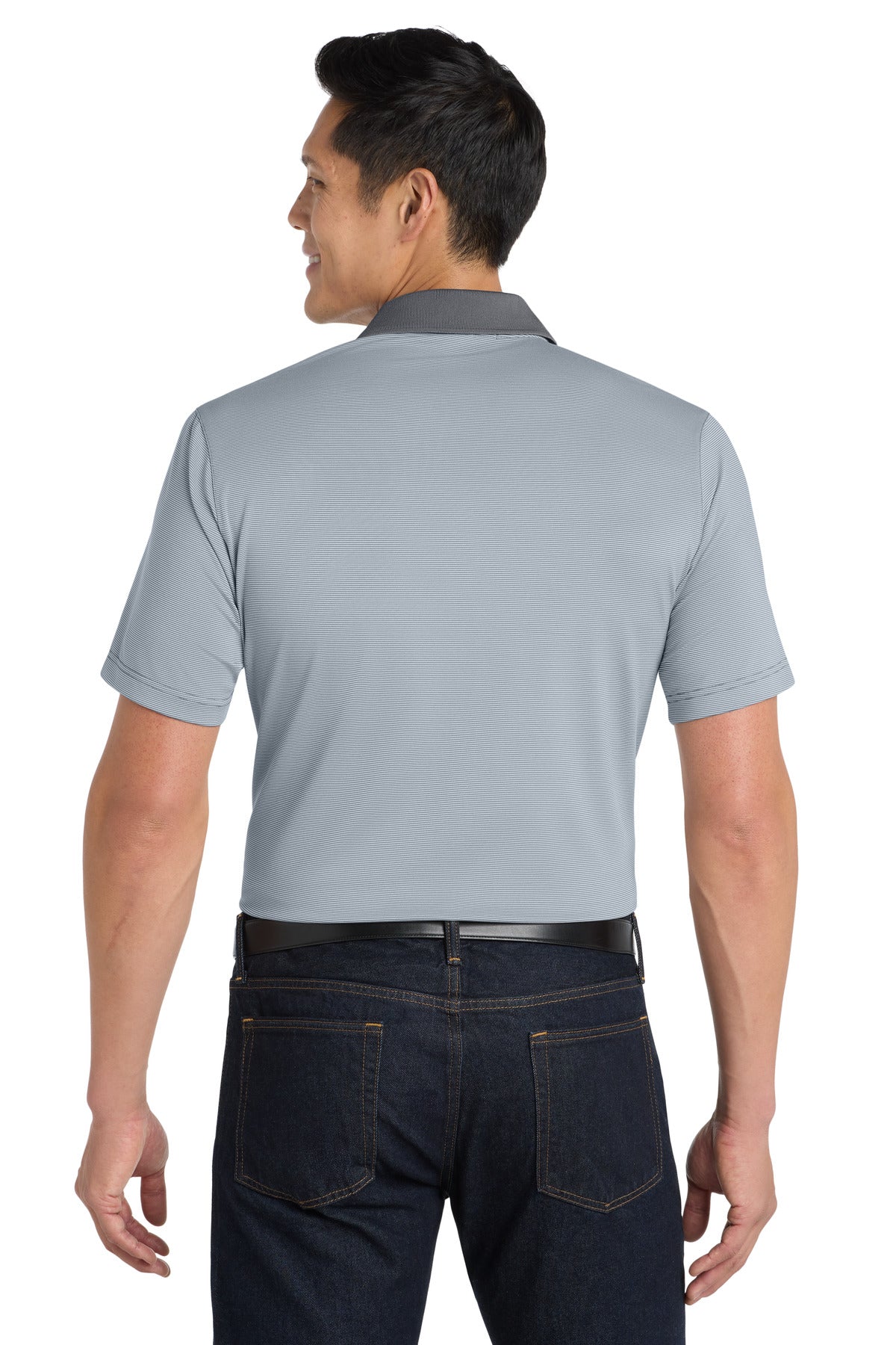 DISCONTINUED Port Authority Fine Stripe Performance Polo. K558 - White/ Shadow Grey - back