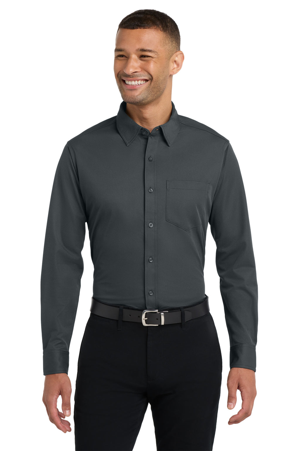 Port Authority Dimension Knit Dress Shirt. K570 - Battleship Grey - front
