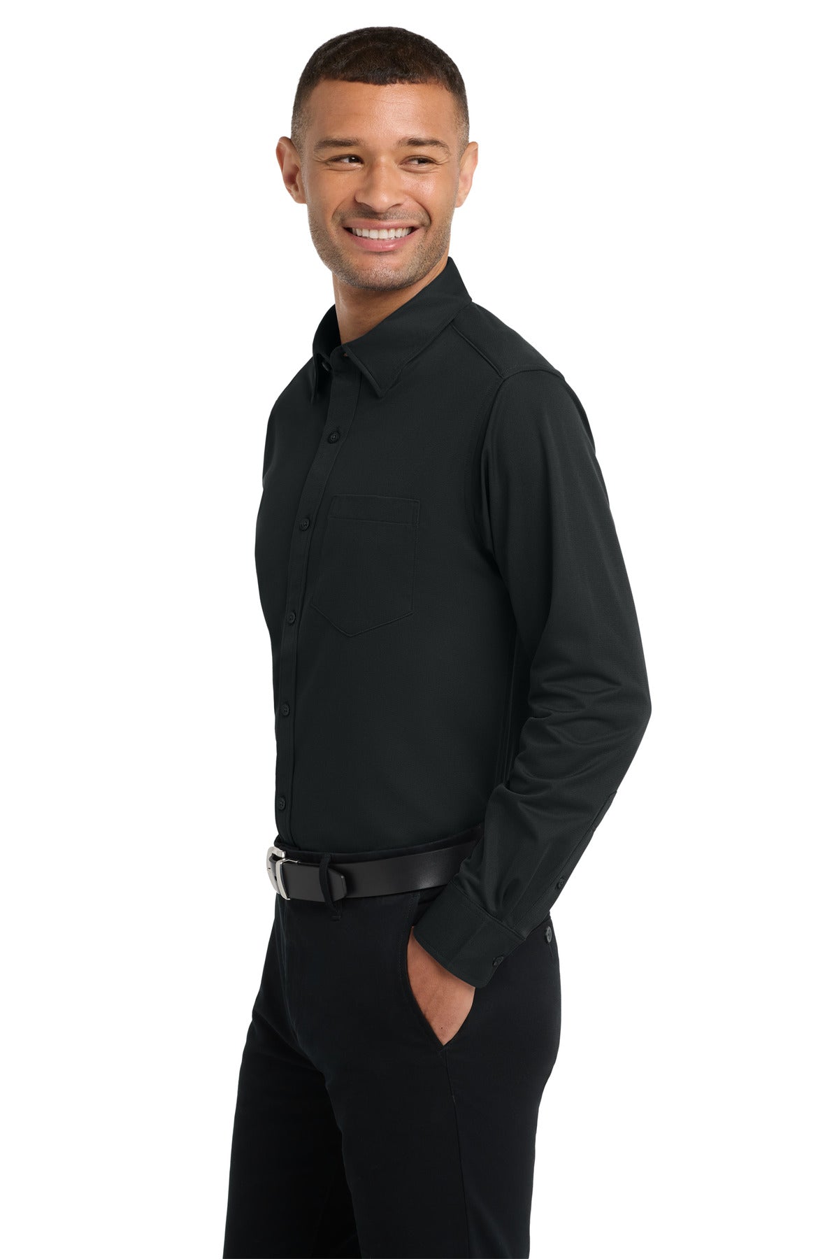 Port Authority Dimension Knit Dress Shirt. K570 - Black - side