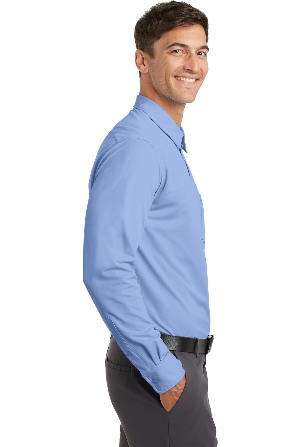 Port Authority Dimension Knit Dress Shirt. K570 - Dress Shirt Blue - side