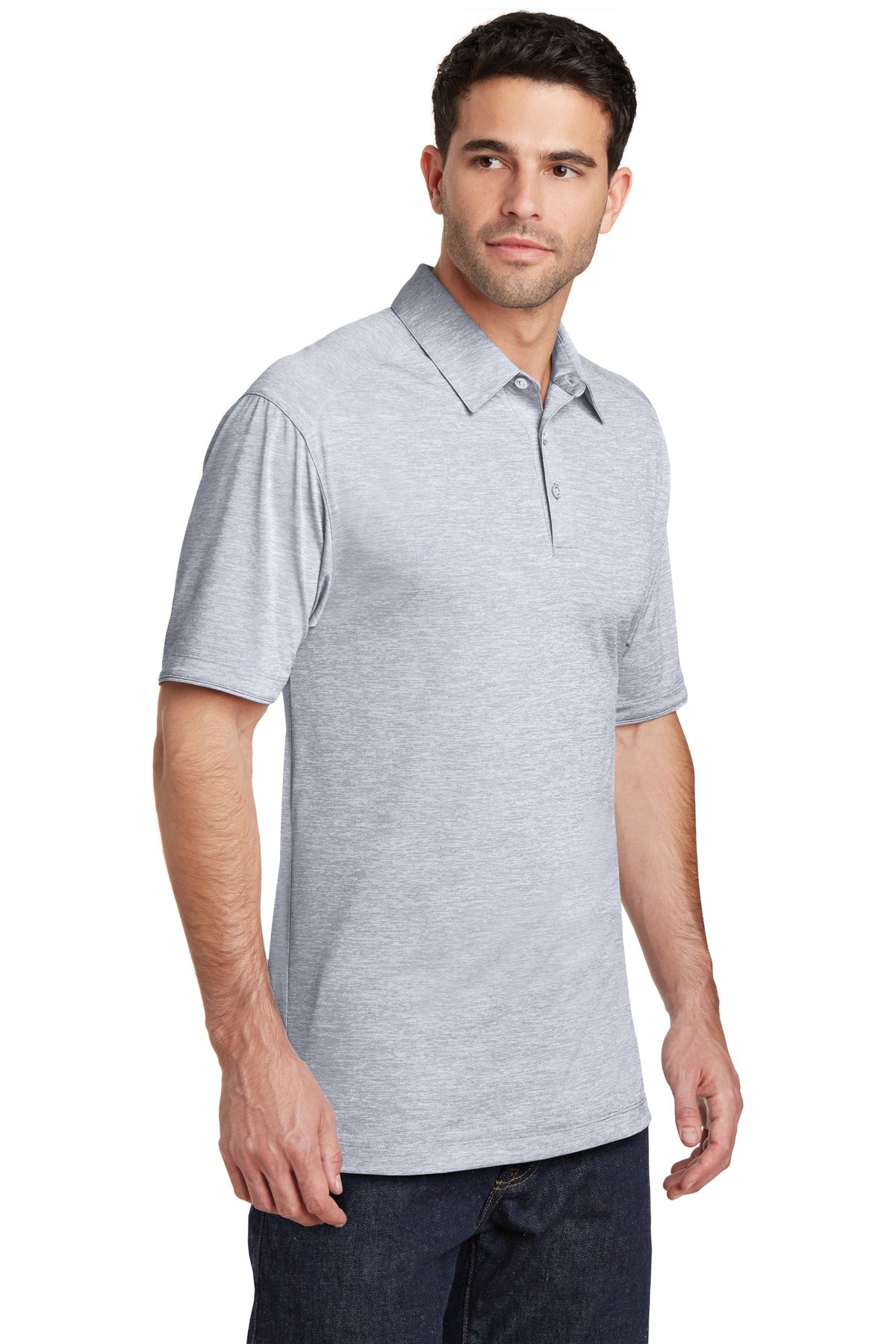 Port Authority Digi Heather Performance Polo. K574 - Light Grey - three_q