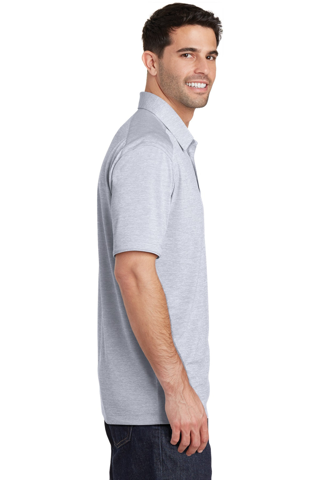 Port Authority Digi Heather Performance Polo. K574 - Light Grey - side