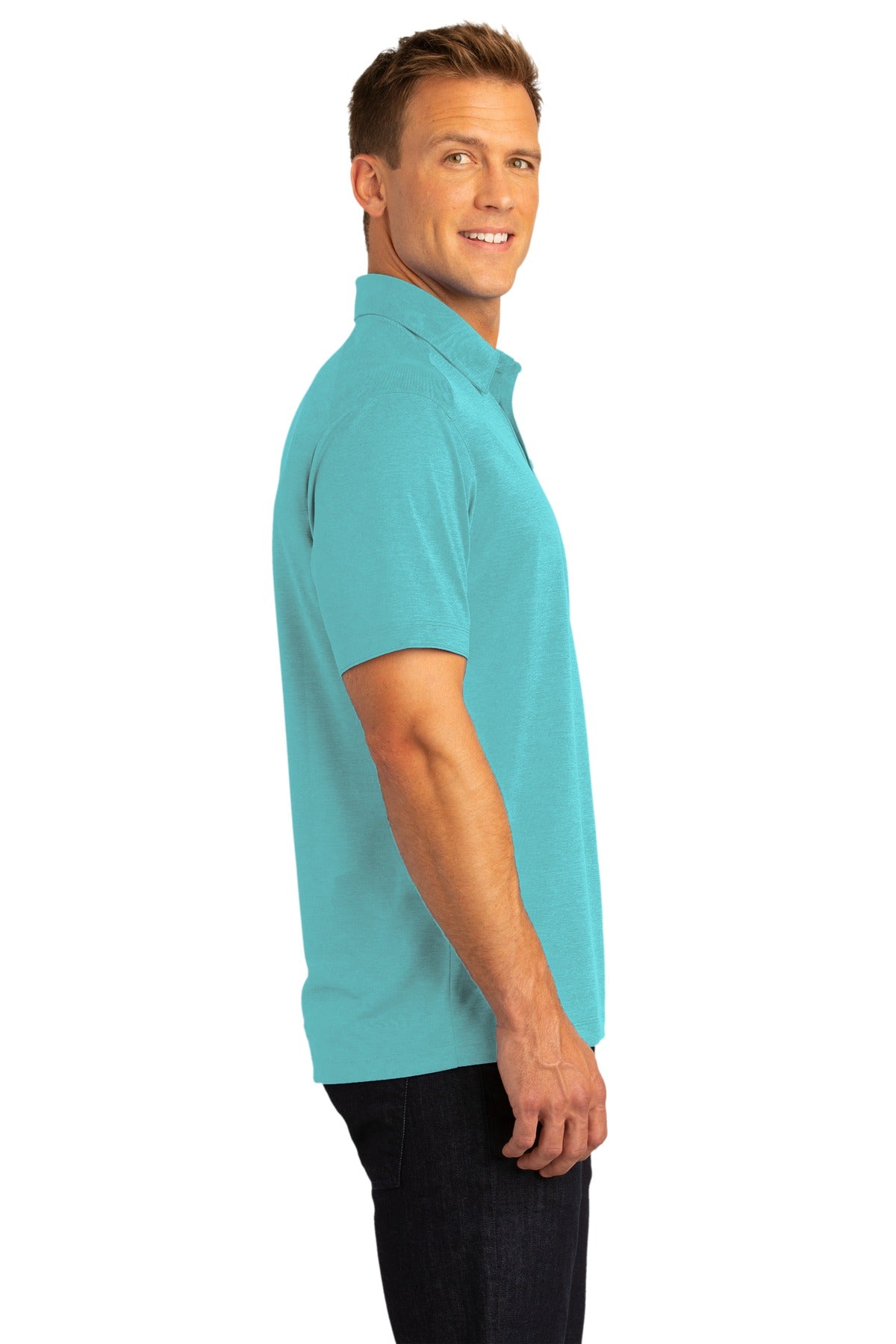 Port Authority Digi Heather Performance Polo. K574 - Maui Blue - side