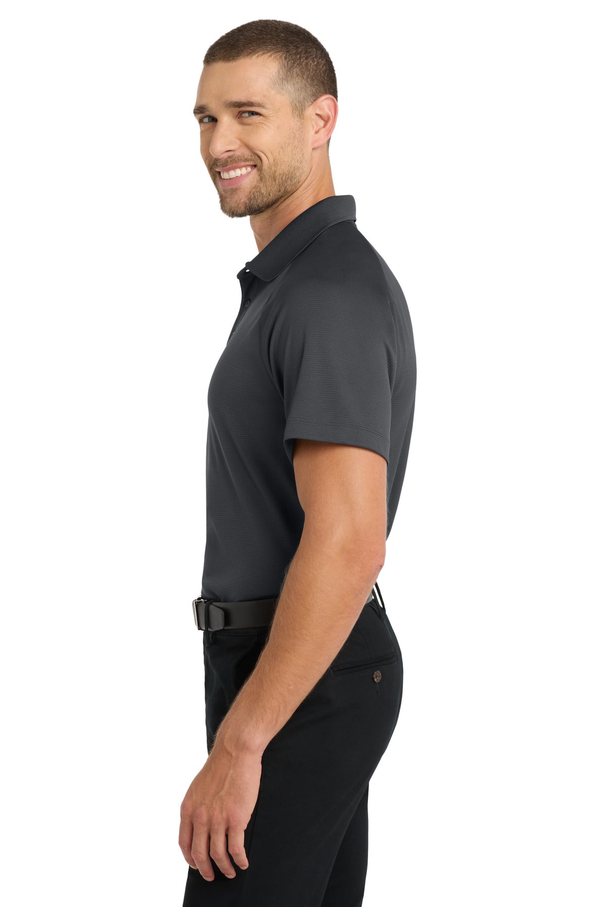 Port Authority Crossover Raglan Polo. K575 - Battleship Grey - side