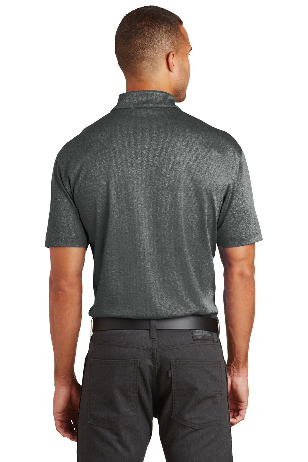Port Authority Trace Heather Polo. K576 - Charcoal Heather - back