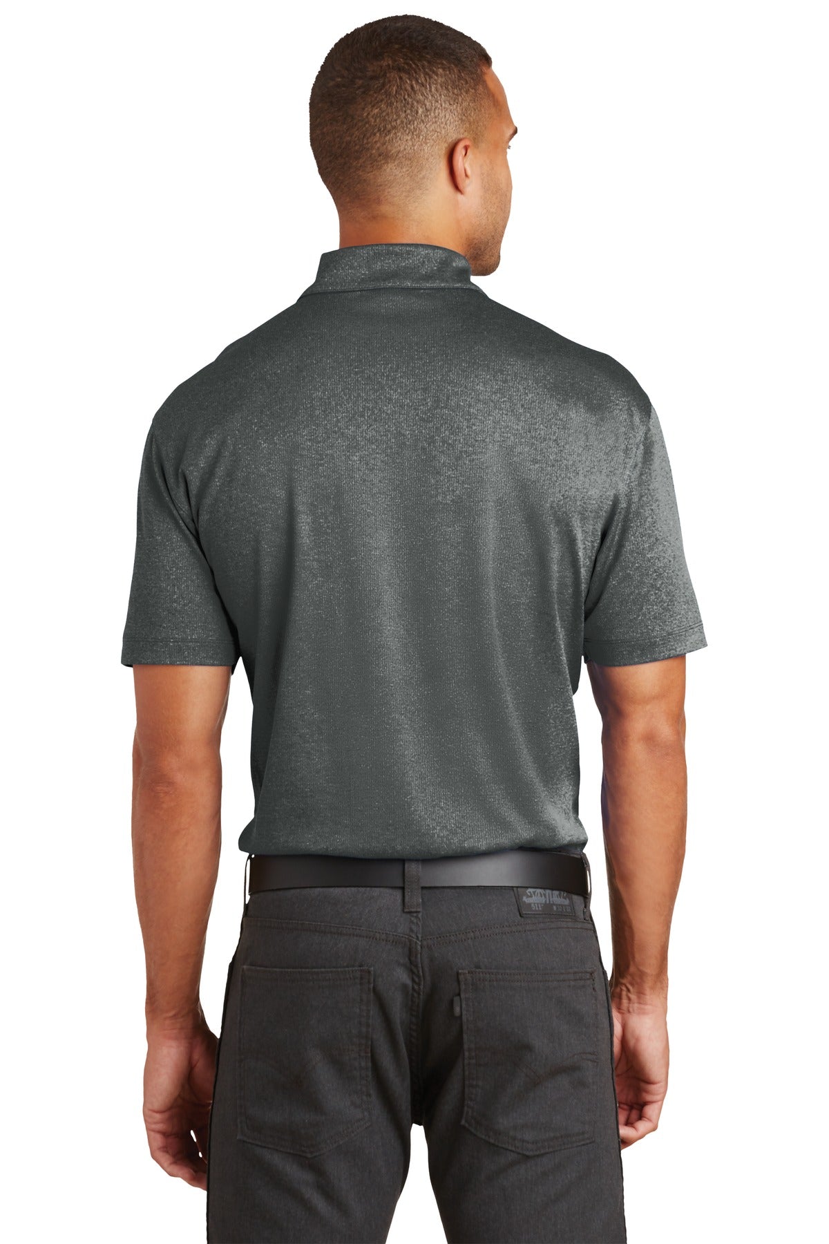 Port Authority Trace Heather Polo. K576 - Charcoal Heather - back