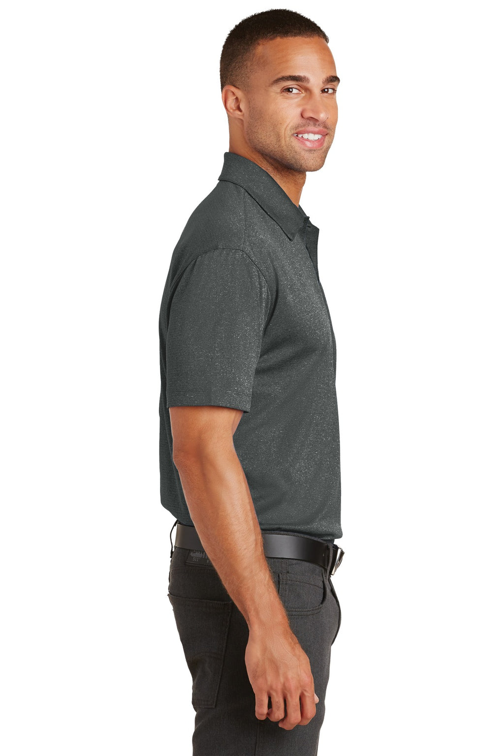 Port Authority Trace Heather Polo. K576 - Charcoal Heather - side